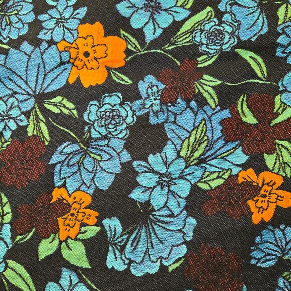 NWT Loft Pencil Skirt Forest Blooms Blue Black Orange Floral Woven Lined size 8 - Picture 2 of 10